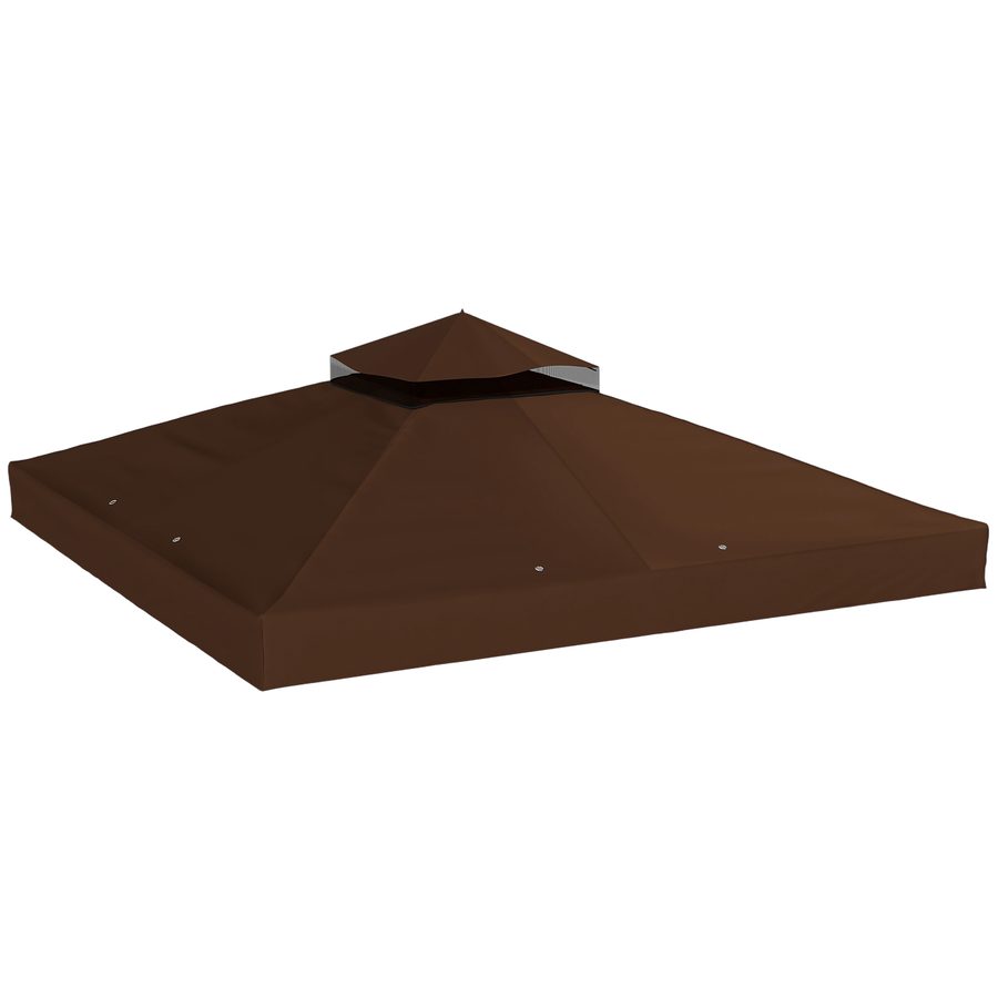 Outsunny Ersatzdach für Pavillon 3 x 3 m, wasserdicht Pavillondach, Doppeldach Ersatzbezug für Gartenpavillon, Ersatzteile aus Oxford-Stoff, 370 g/m², Kaffee exkl. Rahmen   Aosom von Outsunny