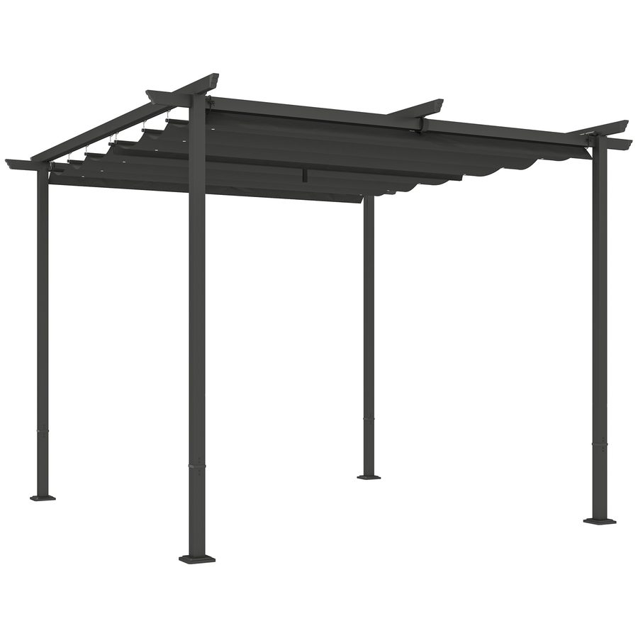 Outsunny Pergola 3x3m Garten Pavillon Terrassendachung aus Metall, Gartenpavillon mit Verstellbares Dach, UV Schutz 30+ Freistehender Sonnenschutz für Terrasse und Garten, Dunkelgrau   Aosom von Outsunny