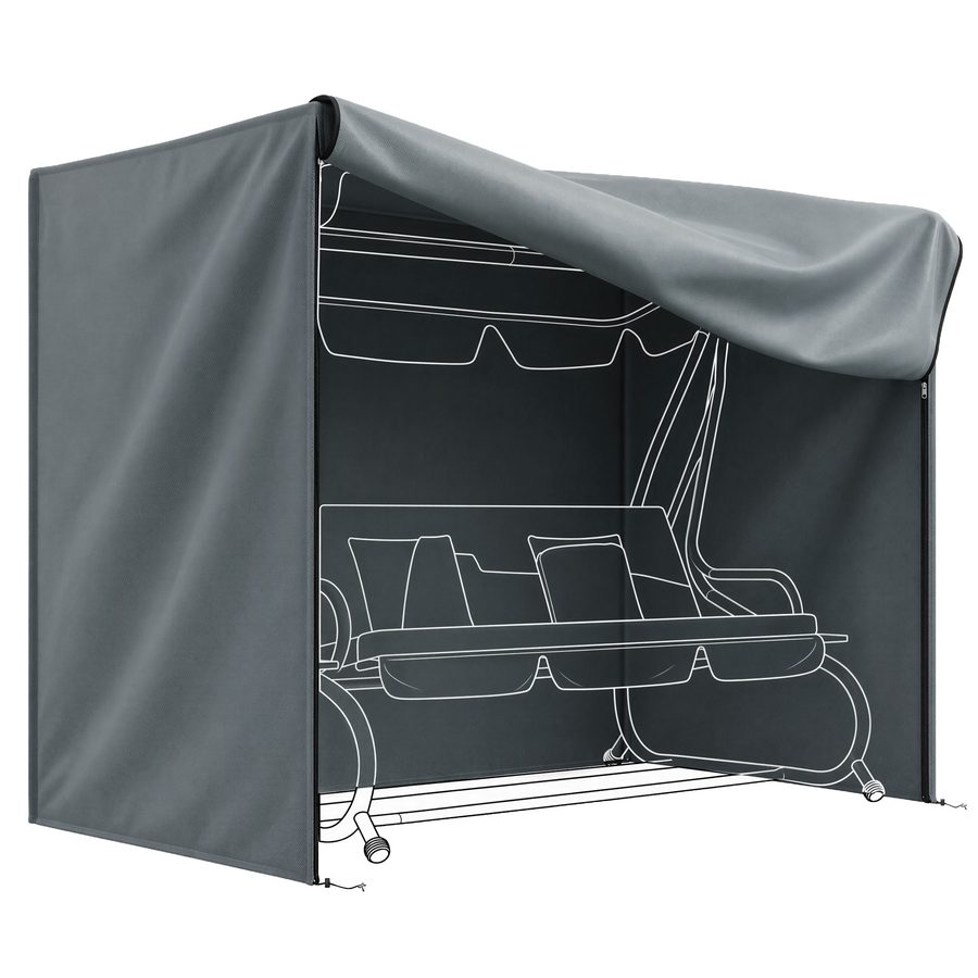 Outsunny Hollywoodschaukel Abdeckung 3 Sitzer, Wasserdicht Winterfest Schutzhülle für Gartenschaukel, Winddicht UV-Beständig Abdeckplane für Gartenmöbel, 420D Oxford Gewebe, 220 x 125 x 172 cm, Grau   Aosom von Outsunny