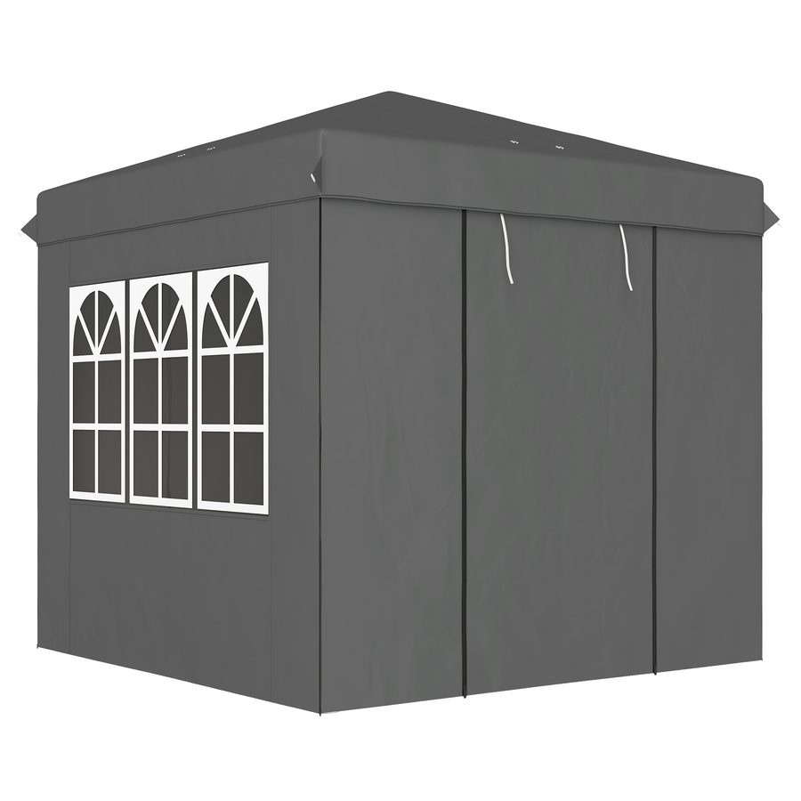 Outsunny Pavillon 2,5x2,5m, wasserabweisend Stabil Winterfest Pop-up Faltpavillon, UV Schutz 50+, Faltbar Partyzelt Gartenzelt mit 4 Seitenteilen Tasche Gartenpavillon für Camping Garten, Dunkelgrau   Aosom von Outsunny