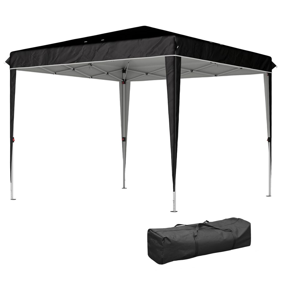 Outsunny Gartenzelt Faltpavillon 3x3 m mit Höhenverstellung, Entwässerungslöchern und Transporttasche, Outdoor-Pavillon aus Metall und Oxford-Gewebe, UV50+, für Garten, Feste, Camping, Schwarz   Aosom von Outsunny