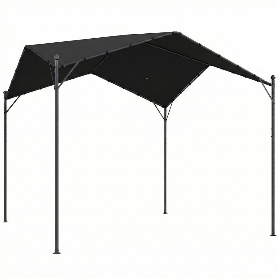 Outsunny Pergola Pavillon 3x3m Wasserabweisend Stabil winterfest Sonnenschutz mit Satteldach Dreiecksverstrebungen freistehend Gartenpavillon Terrassenüberdachung für Garten Terrasse Dunkelgrau   Aosom von Outsunny