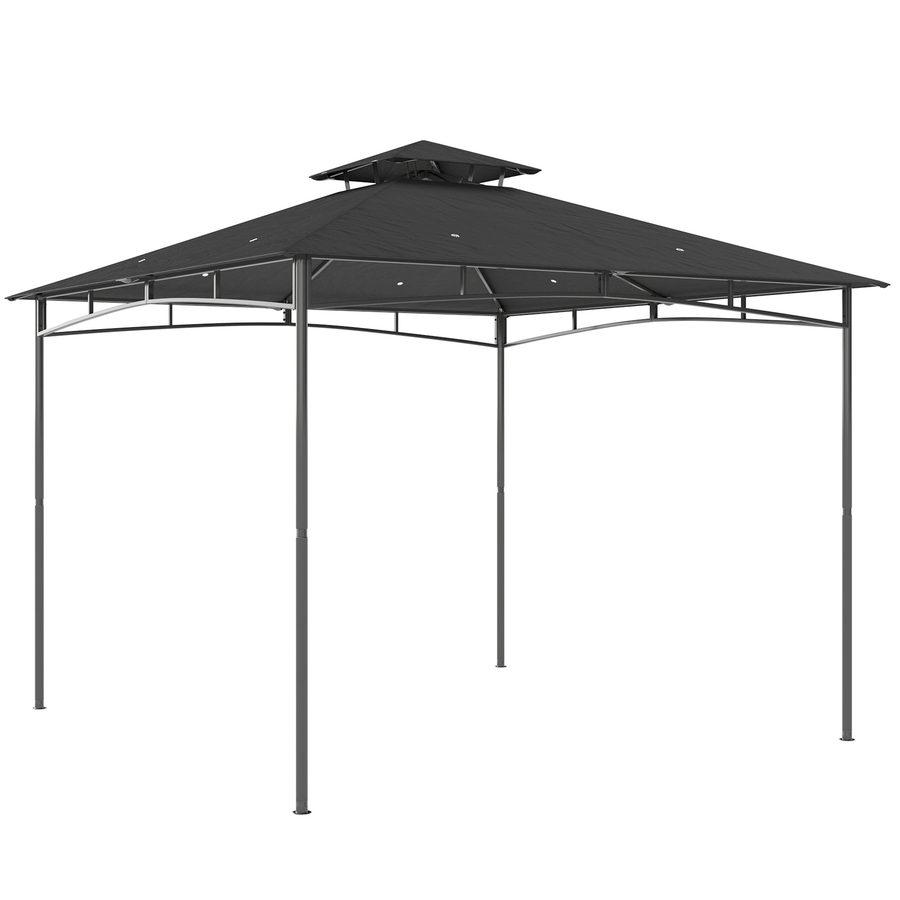 Outsunny Pavillon 3x3m Wasserdicht Stabil Winterfest Gartenpavillon mit zurückziehbar Obenrahmen Doppeldach, UV 50+ Partyzelt Gartenzelt Gazebo für Festival Partys Garten Dunkelgrau   Aosom von Outsunny
