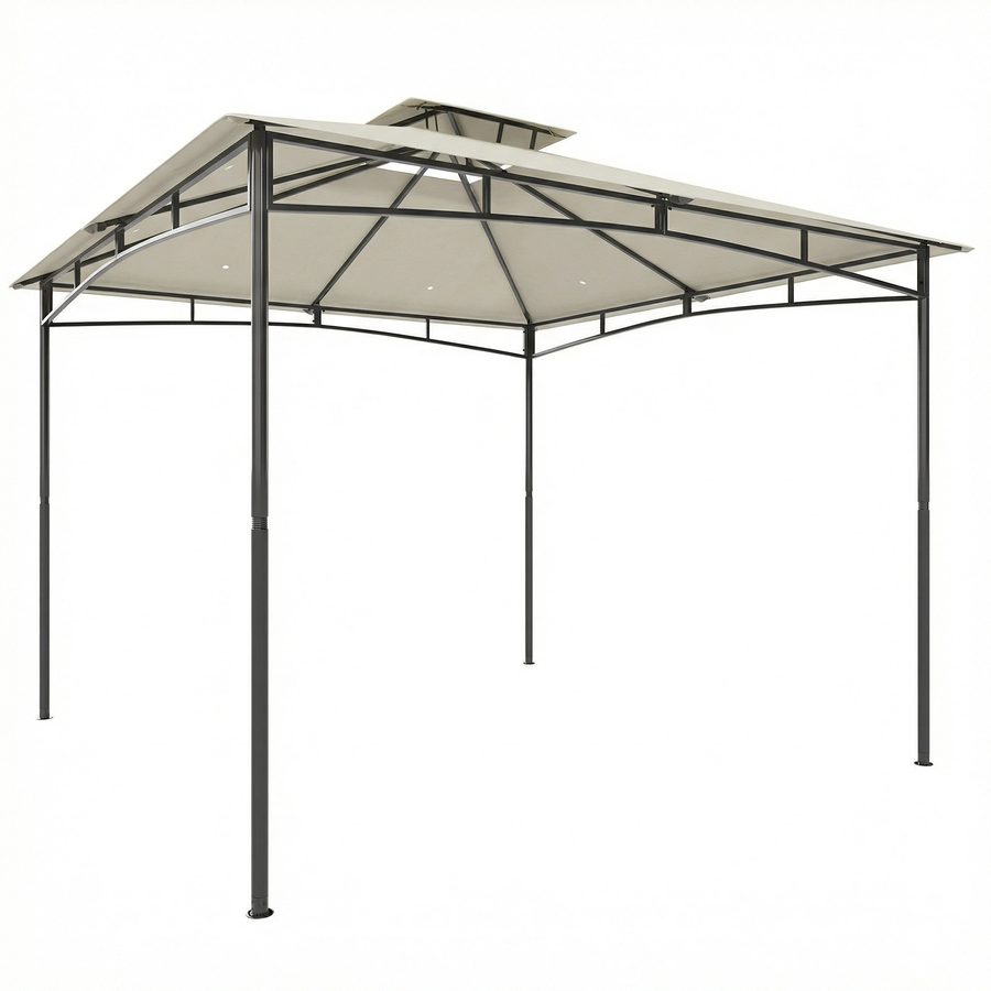 Outsunny Pavillon 3x3m Wasserdicht Stabil Winterfest Gartenpavillon mit zurückziehbar Obenrahmen Doppeldach, UV 50+ Partyzelt Gartenzelt Gazebo für Festival Partys Garten Cremeweiß   Aosom von Outsunny