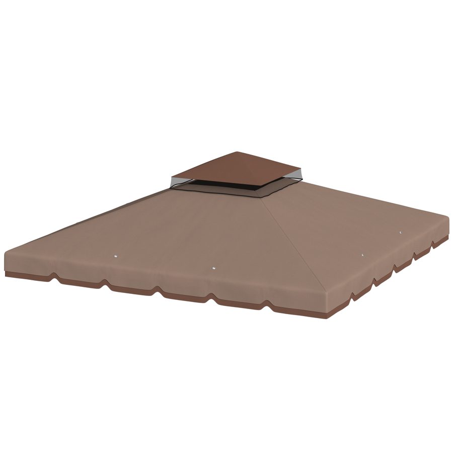 Outsunny Ersatzdach für Pavillon 3x3m Wasserabweisend Pavillondach mit Doppeldach Wasserablauflöchern, Ersatzbezug für Gartenpavillon Ersatzteile aus Polyester, Khaki   Aosom von Outsunny