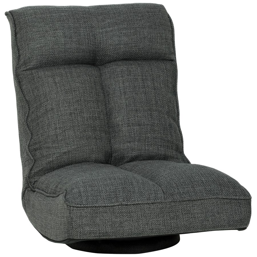 HOMCOM Klappbarer 360°-drehbarer Bodensessel, gepolsterter Bodensitz mit 5-fach verstellbarer Rückenlehne und breiter Sitzfläche, Loungesofa aus Leinen für Wohnzimmer, Büro, Schlafzimmer, 58x107x79cm, grau   Aosom von HOMCOM