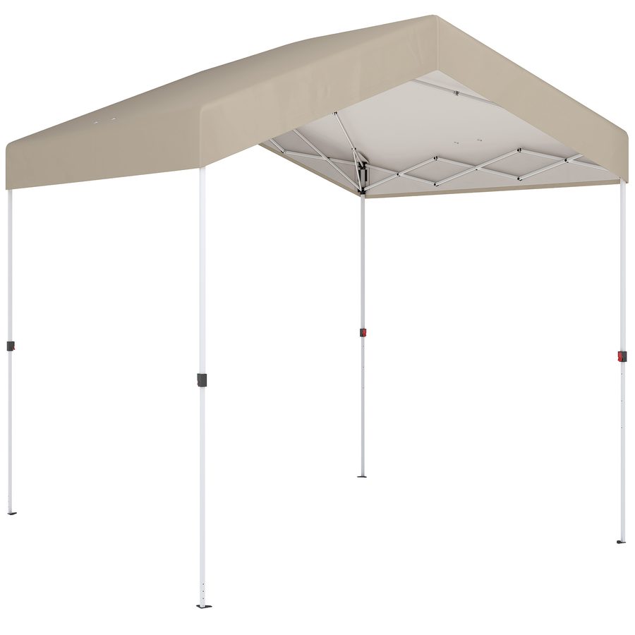 Outsunny Klappbarer Pavillon 2,4x2,4 m, Pop-up, Gartenpavillon mit UPF50+, Zentralverschluss, Höhenverstellbar, Tragetasche, Sandsäcke, Außenpavillon, Beige   Aosom von Outsunny