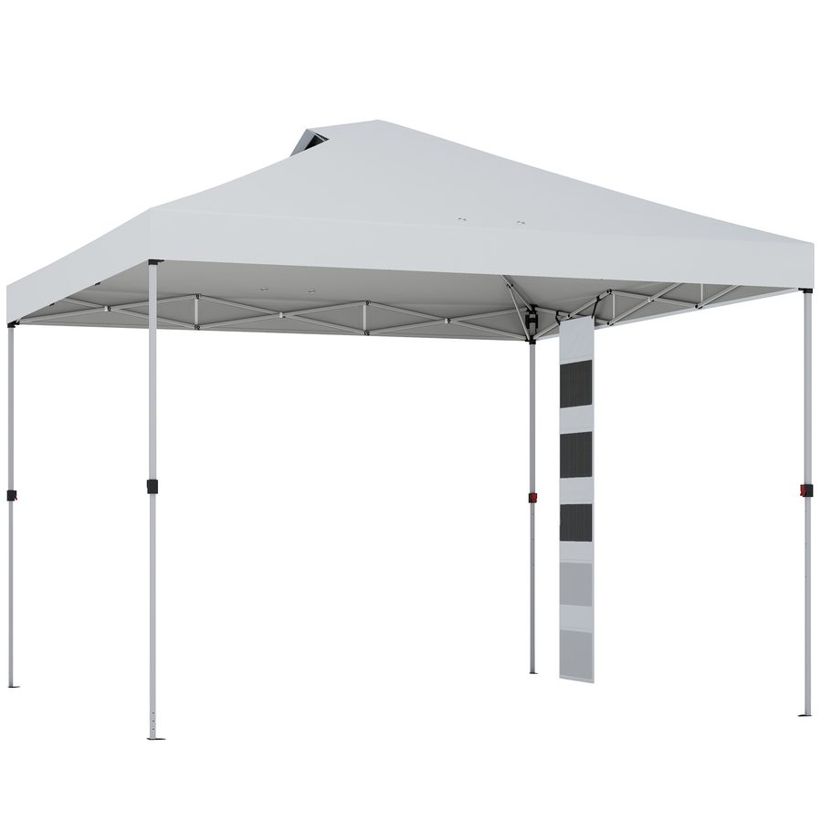 Outsunny Gartenpavillon 3 x 3 m Pop-up Faltzelt höhenverstellbar UPF50+ UV-Schutz Faltpavillon mit 5 Taschen 4 Sandsäcke Rolltasche Ein-Knopf-Montage Weiß   Aosom von Outsunny