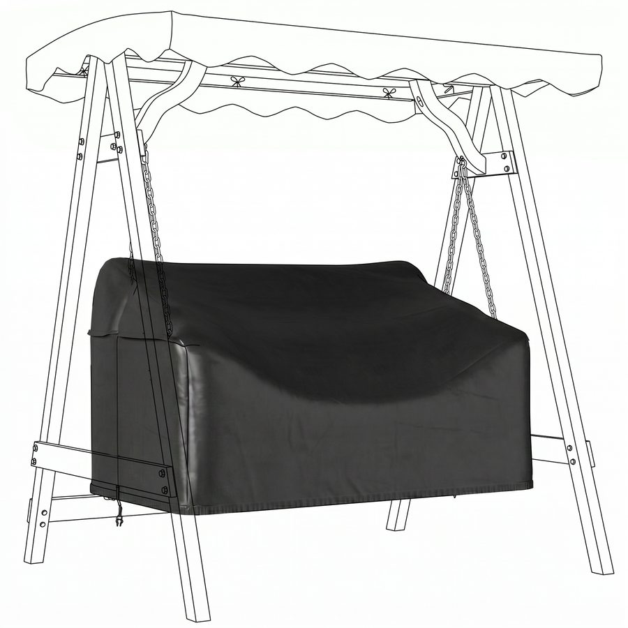 Outsunny Hollywoodschaukel Abdeckung 2 Sitzer, Wasserdicht Winddicht Schutzhülle für Gartenschaukel, UV-Beständig Abdeckplane für Hängesessel, Gartenmöbel, 142 x 76 x 81 cm Schwarz   Aosom von Outsunny