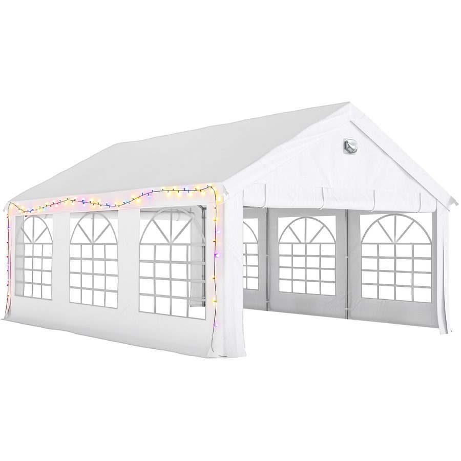 Outsunny Partyzelt 4 x 6 m, robustes Festzelt mit Fenstern, Außenzelt für Hochzeit & Events mit 4 abnehmbaren Seitenwänden, Weiß   Aosom von Outsunny