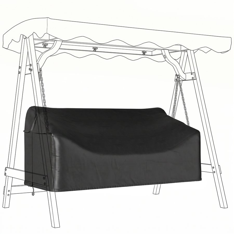 Outsunny Hollywoodschaukel Abdeckung 3 Sitzer, Wasserdicht Winddicht Schutzhülle für Gartenschaukel, UV-Beständig Abdeckplane für Hängesessel, Gartenmöbel, 185 x 76 x 81 cm Schwarz   Aosom von Outsunny