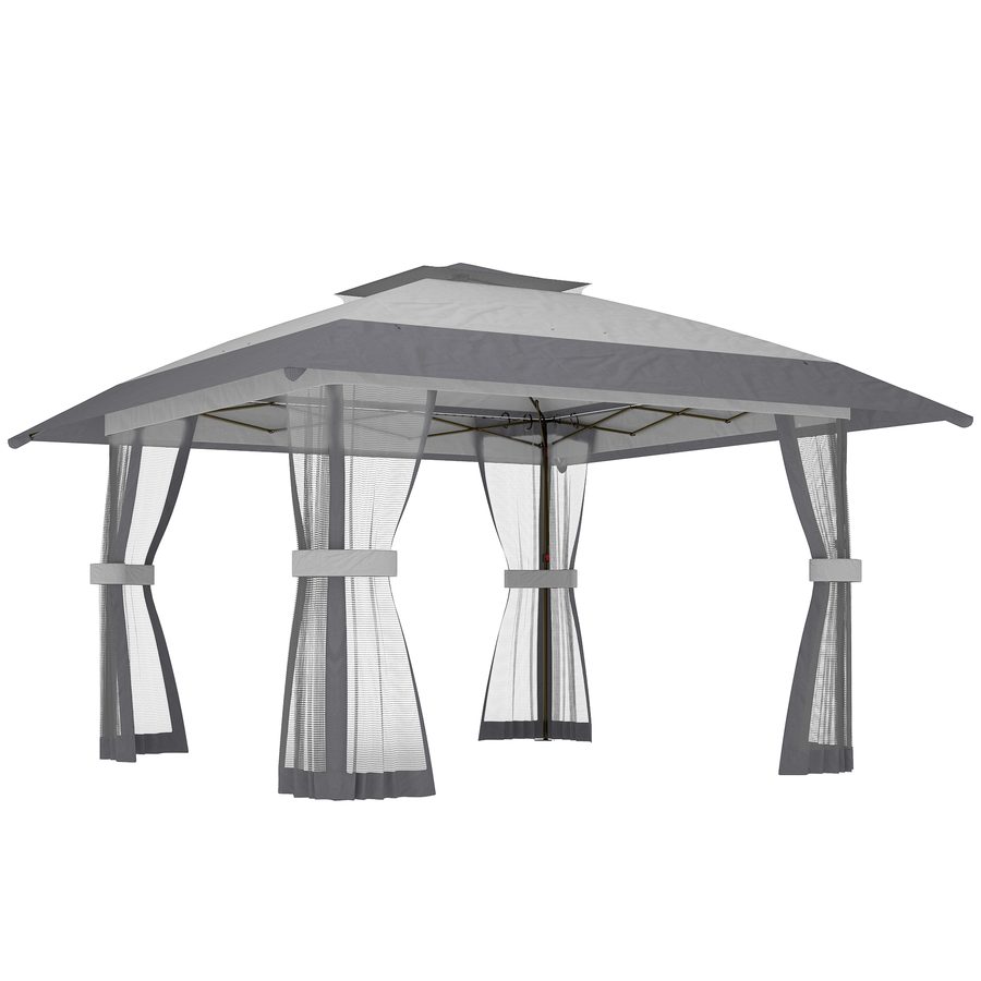 Outsunny Pavillon 4x4m Wasserdicht Höhenverstellbar Pop-up Faltpavillon mit Doppeldach 4 Netzseiten, UV 30+ Faltbar Partyzelt Gartenzelt mit Tasche Sandsäcke Gartenpavillon für Garten Festival   Aosom von Outsunny
