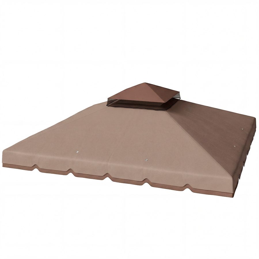 Outsunny Ersatzdach für Pavillon, 3 x 3 m, Ersatzbespannung mit Doppeldach, 8 Entwässerungsöffnungen und UPF 30+ Schutz, NUR Ersatzdach für Pavillon, Khaki   Aosom von Outsunny