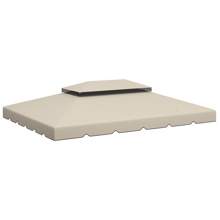 Outsunny Ersatzdach für Pavillon, 4x3 m, Ersatzabdeckung mit Doppeldach, 8 Ablauföffnungen, NUR Ersatzplane für Pavillon/Gazebo, Beige   Aosom von Outsunny