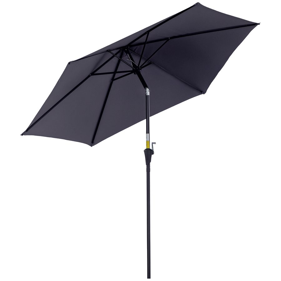 Outsunny Knickschirm Sonnenschirm Gartenschirm Marktschirm mit Handkurbel Alu 180/㎡ Polyester Dunkelgrau ∅2,6 x 2,35 m   Aosom von Outsunny