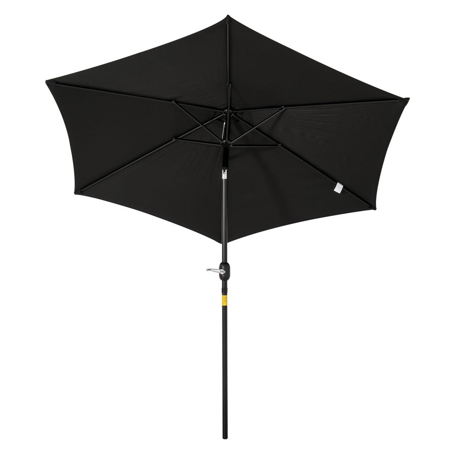 Outsunny Knickschirm Sonnenschirm Gartenschirm Marktschirm mit Handkurbel Alu 180/㎡ Polyester Schwarz ∅2,7 x 2,35 m   Aosom von Outsunny