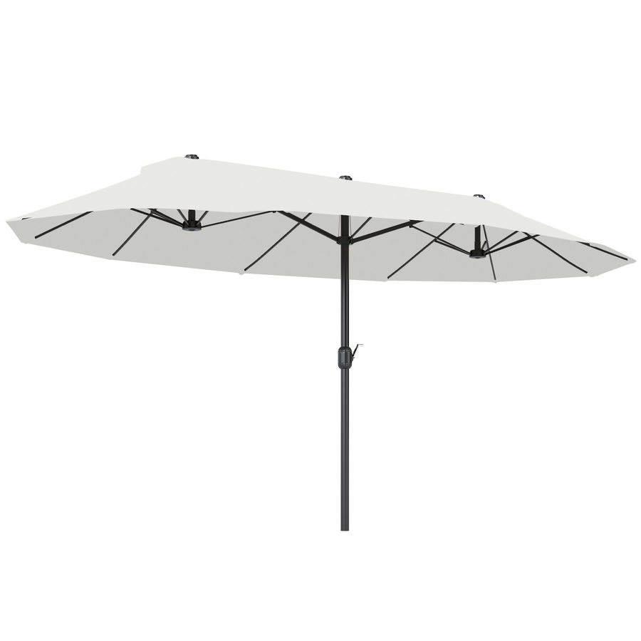 Outsunny Sonnenschirm Gartenschirm Marktschirm Doppelsonnenschirm Terrassenschirm mit Handkurbel Beige Oval 455 x 270 x 240 cm   Aosom von Outsunny