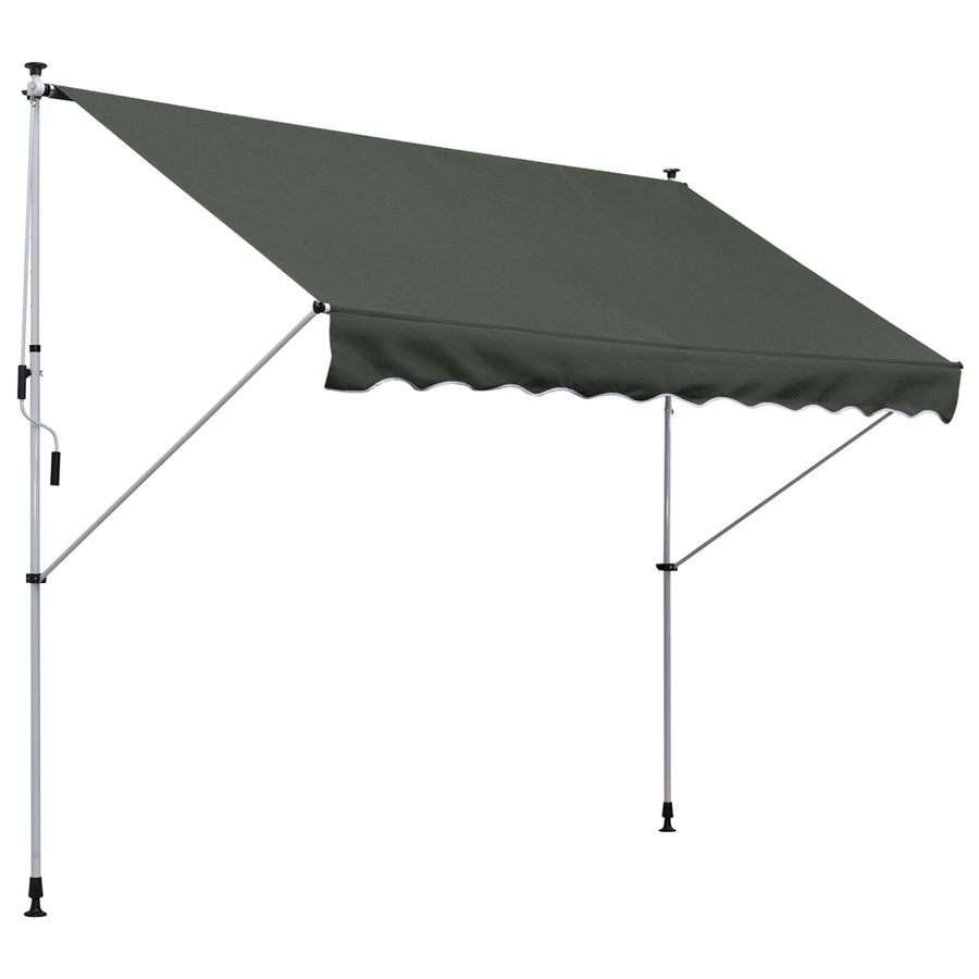Outsunny Standmarkise freistehend, 300 x 150cm, Markise mit Handkurbel, freistehende Markise windfest, Alu, Grau   Aosom.de von Outsunny
