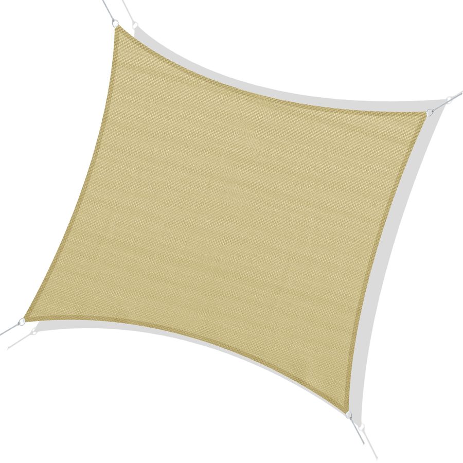 Outsunny Quadratisches Sonnensegel für den Außenbereich aus atmungsaktivem HDPE, UV-Schutz 95%, 360x360 cm   Aosom von Outsunny