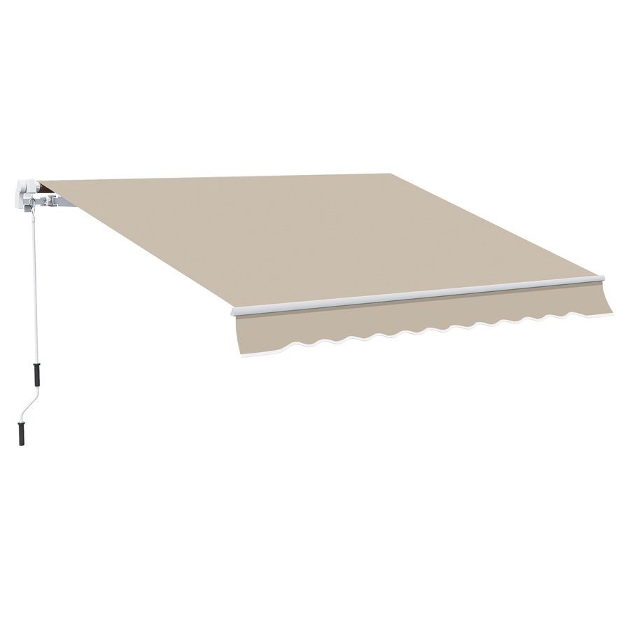 Outsunny 4m Gelenkarmmarkise mit Handkurbel, Kurbelstange Markise, Balkonmarkise, Sonnenschutz Wandmontage Balkon Alu Weiß+Beige   Aosom.de von Outsunny