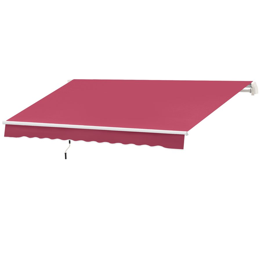 Outsunny Manuell einziehbare Markise aus Aluminium und wasserdichtem Polyester mit hoher Dichte 4 x 2,5 m Bordeaux   Aosom von Outsunny