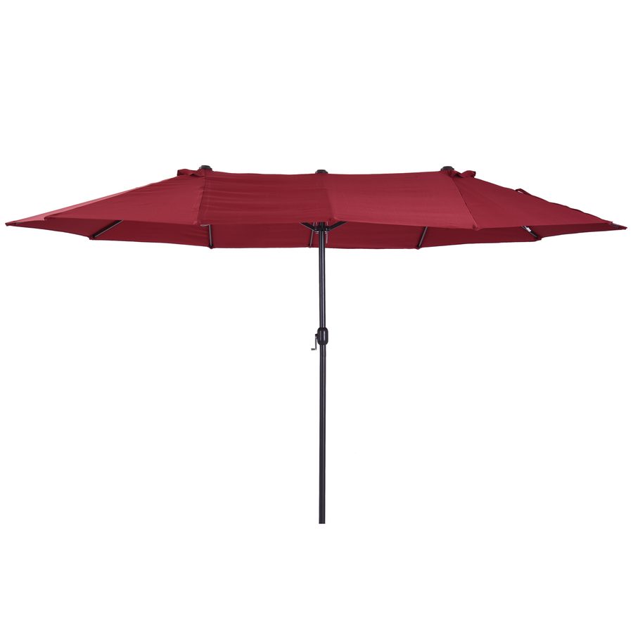 Outsunny Sonnenschirm Gartenschirm 455 x 270 cm Marktschirm Doppelsonnenschirm Terrassenschirm mit Handkurbel Weinrot Oval   Aosom von Outsunny