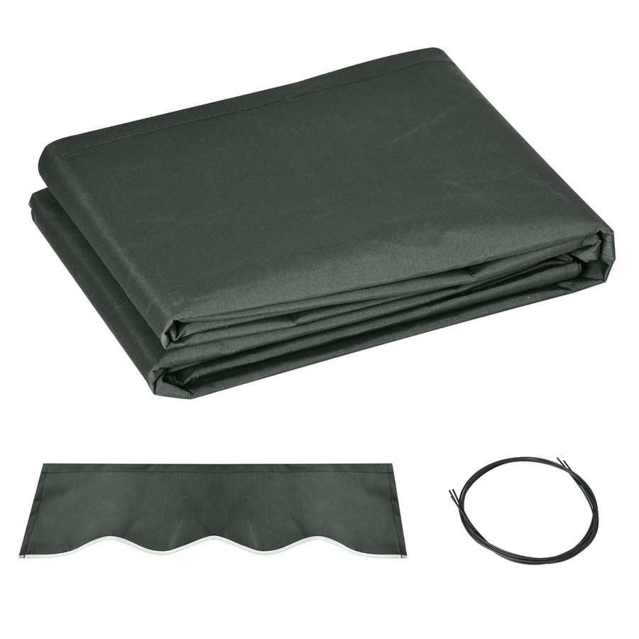 Outsunny Ersatz-Markisenstoff mit Wellenlambrequin - Hochdichtes Polyester 280 g/m² UV-Schutz dim. 3,82L x 2,4l (ausladend) m Grau   Aosom von Outsunny