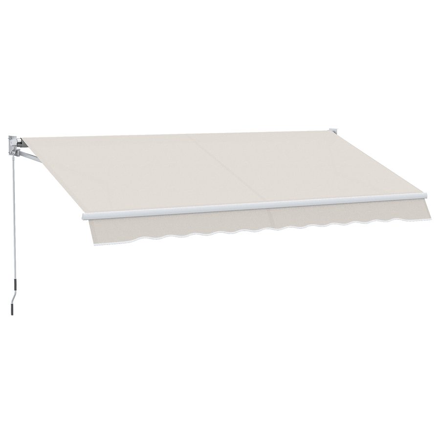 Outsunny Manuell ausfahrbares Sonnensegel 200x295 cm Balkonmarkise mit Metallkurbel Wasserdicht und UV-beständig Außenmarkise für Garten Veranda Fenster Cremeweiß   Aosom von Outsunny
