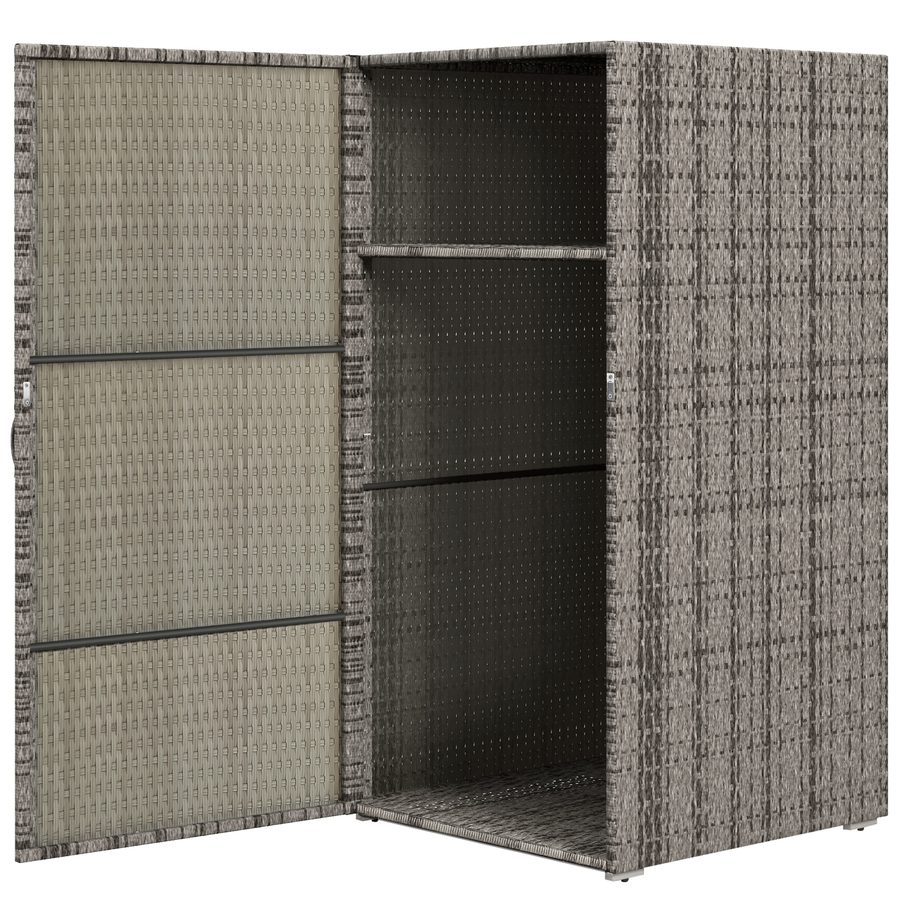 Outsunny Gartenschrank aus PE-Rattan, für Garten mit 2 Fächern für Terrasse und Pool, 60x63x120cm, Grau   Aosom von Outsunny