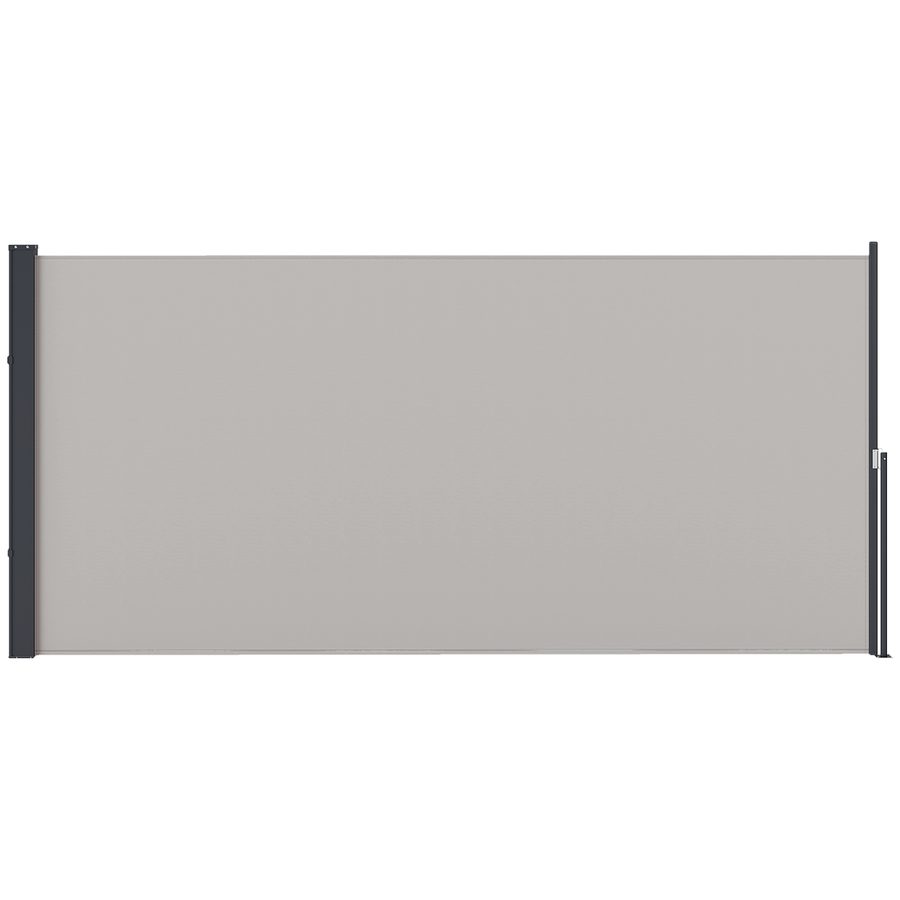 Outsunny Ausziehbare Seitenmarkise 300 x 140cm Gartenmarkise Sichtschutzwand mit UV-Schutz Windschutz Metall Polyester Hellgrau   Aosom.de von Outsunny