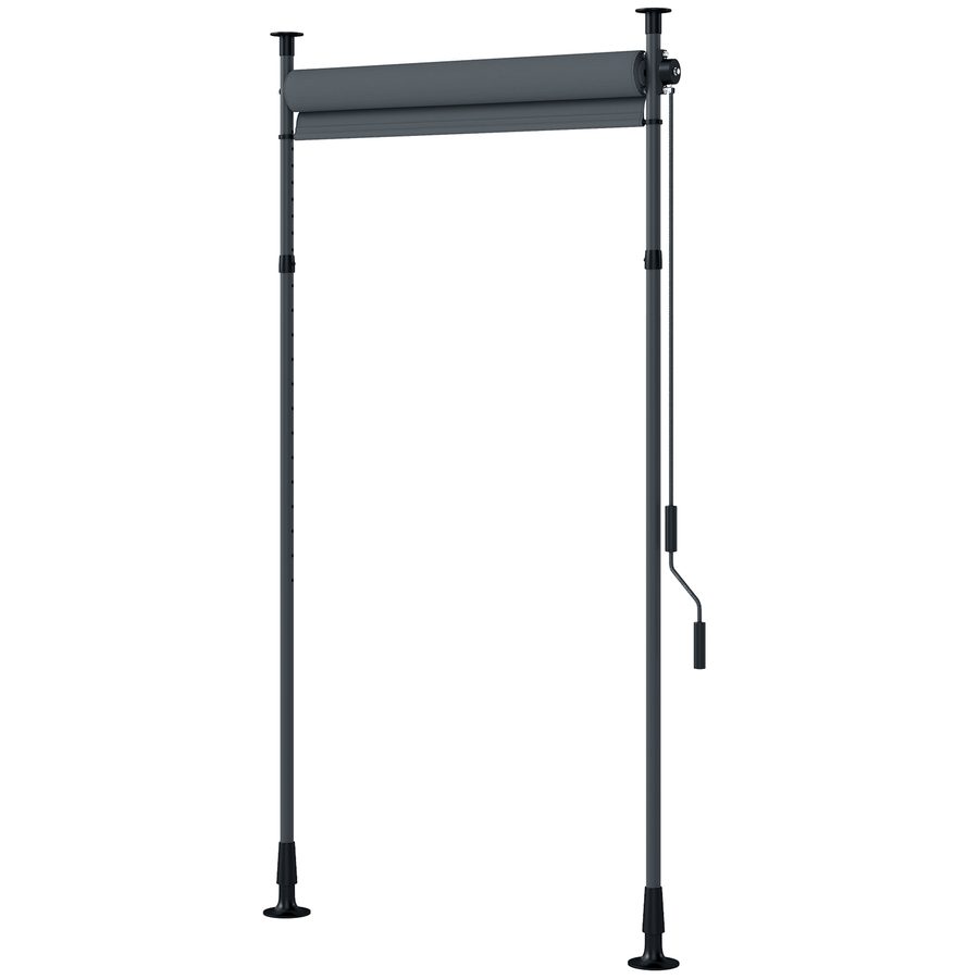 Outsunny Senkrechtmarkise Balkonrollo 150 x 220-310cm mit Kurbel, wetterfestes Balkonsichtschutz aus Polyester in Dunkelgrau für Garten   Aosom.de von Outsunny