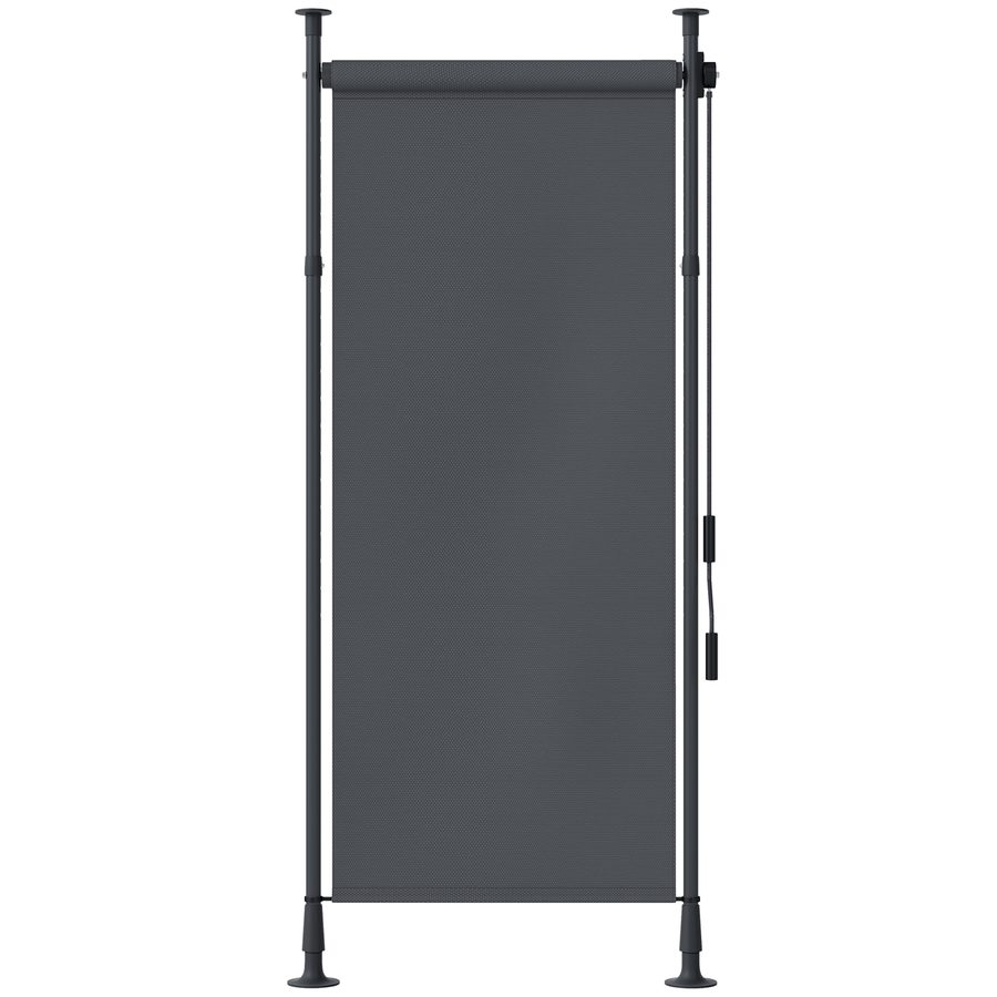 Outsunny Senkrechtmarkise Sonnenschutz Balkonrollo 120x220-310cm wetterfest mit Kurbel Polyester Dunkelgrau für Terrasse & Garten   Aosom.de von Outsunny