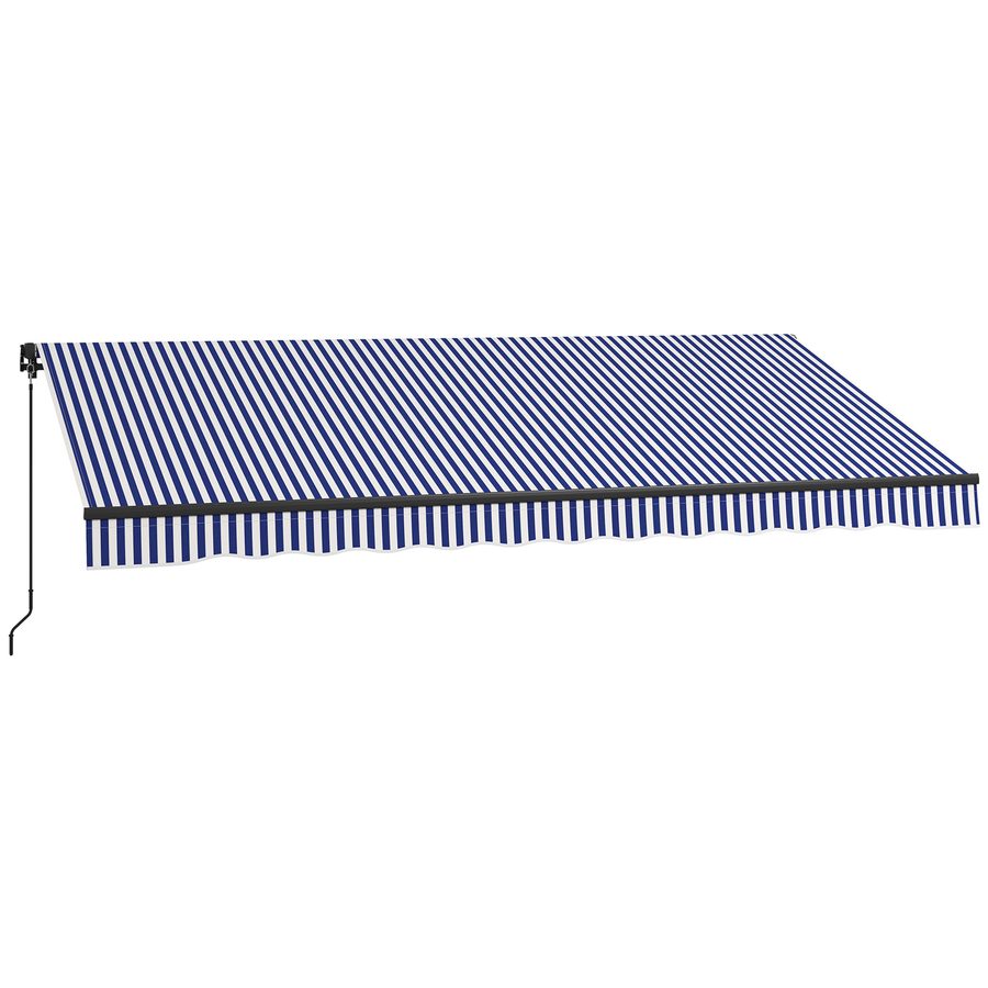 Outsunny Markise  4x3m Wandmontage Balkonmarkise mit Handkurbel, Sonnenschutz, Alu, Blau+Weiß  Aosom von Outsunny