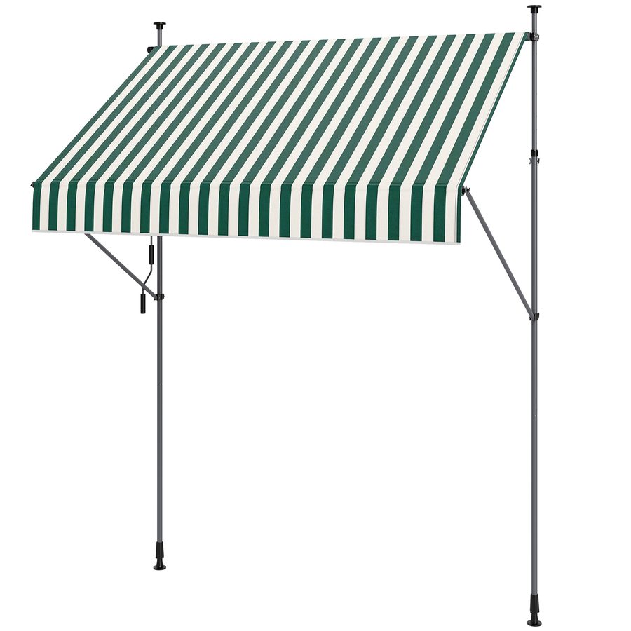 Outsunny Sonnensegel 2x1,2 m mit Kurbelarm, Sonnenschirm für den Außenbereich aus Aluminium und 180g/㎡ Polyesterstoff, für Garten, Balkon und Terrasse, Grün und Weiß   Aosom von Outsunny