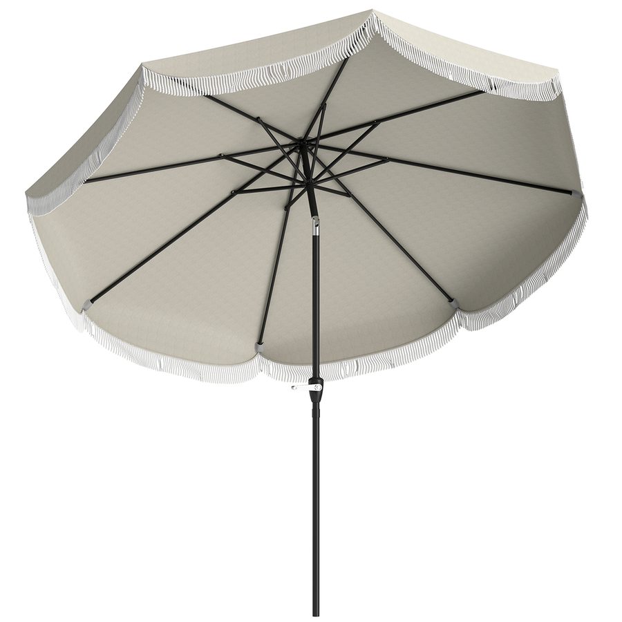 Outsunny Sonnenschirm Garten Neigbar 2,7x2,7 m mit Kurbel, Runder Außenschirm mit 8 Streben, Metall und Polyester, für Hof/Balkon, UV 30+, Hellgrau   Aosom von Outsunny