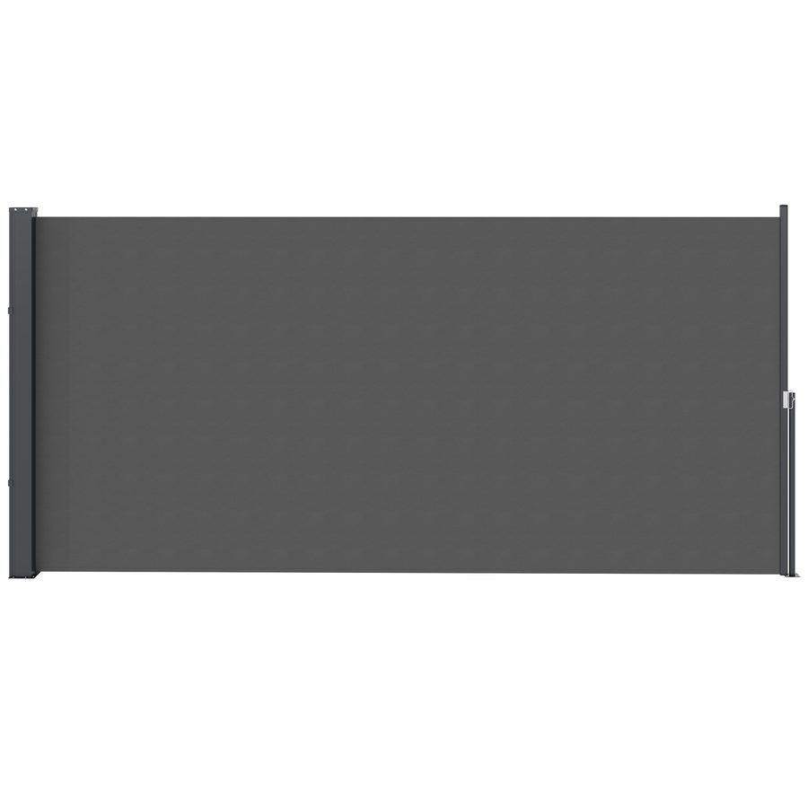 Outsunny Seitlicher ausziehbarer Sichtschutzzaun Paravent für den Garten Abmessungen 3L x 1,4H m Alu. Hochdichtes UV-beständiges 180 g/m² Polyester Dunkelgrau   Aosom von Outsunny