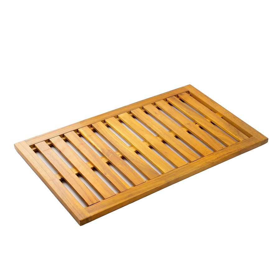 Outsunny Duschmatte aus Akazienholz, 91x51 cm – rutschfeste Badmatte mit Wasserablauf, Duschrost für Innen‑ und Außenbereich, für Bad, Spa, Garten oder Pool   Aosom von Outsunny