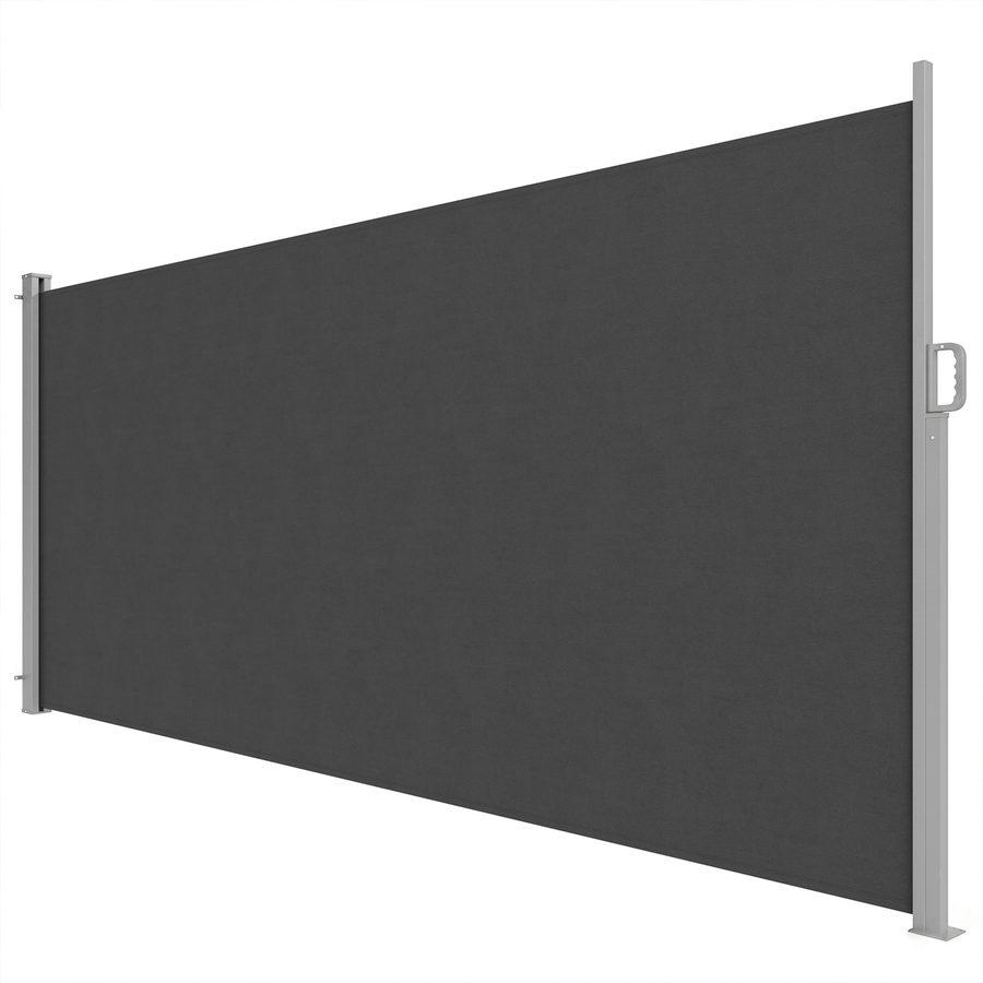 Outsunny Seitenmarkise ausziehbar blickdicht Sichtschutz UV 50+ Wandmarkise Seitenwandmarkise wasserabweisend Windschutz 420 x 185 cm für Garten Balkon Terrasse Dunkelgrau   Aosom von Outsunny