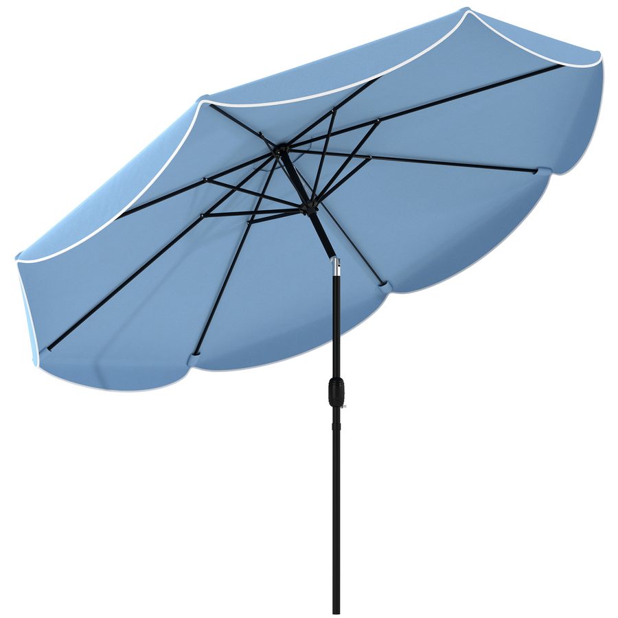Outsunny Sonnenschirm Ø265 cm, rund Balkonschirm Strandschirm mit 3-facher Neigung Kurbel Marktschirm mit 8 Streben Kurbelschirm Sonnenschutz für Strand Balkon Garten, Himmelblau   Aosom von Outsunny