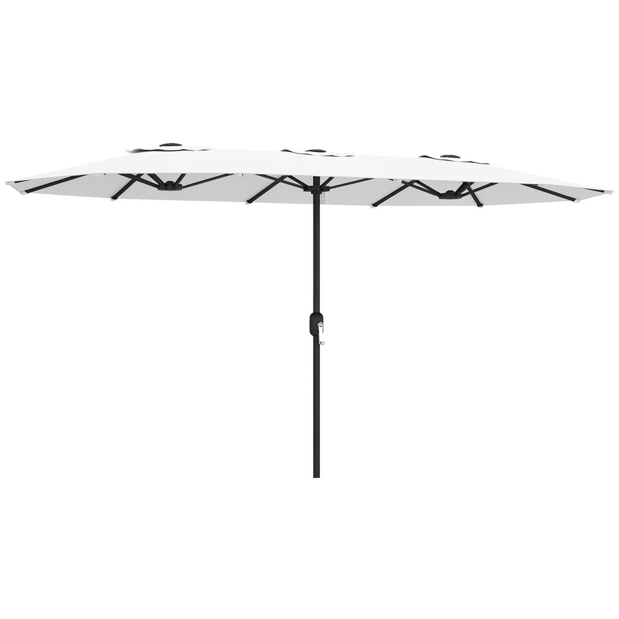 Outsunny Doppelschirm 4,6x2,6 m, Terrassenschirm mit Handkurbel, UV50+ Schutz, Schutzhülle, Wasserabweisend, Sonnenschirm für Garten, Terrasse, Patio, Weiß   Aosom von Outsunny