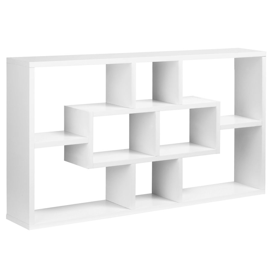 HOMCOM Wandregal Hängeregal Schweberegal Regal Bücherregal Wandboard Organizer Lowboard Holz Weiß 85 x 14,5 x 47,5 cm   Aosom von HOMCOM