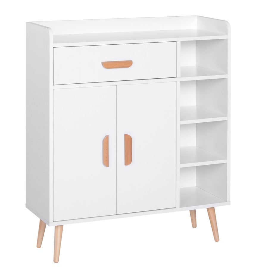HOMCOM Kommode Sideboard Schubladenkommode Highboard Schrank Anrichte Schuhschrank mit 1 Schubladen 2 Türen 3 Fächern Weiß 80 x 29,5 x 96 cm   Aosom von HOMCOM