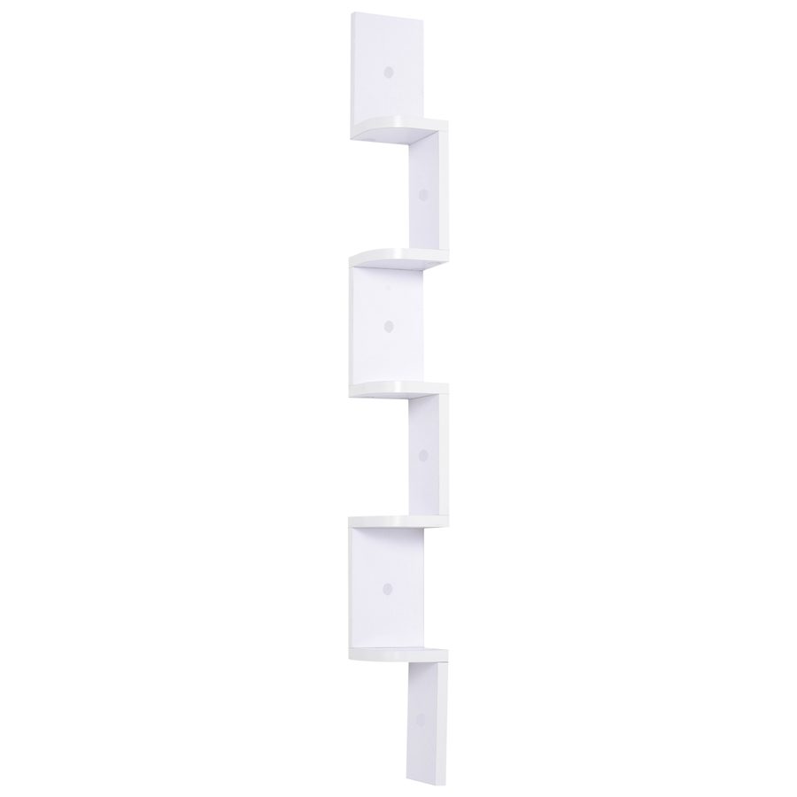 HOMCOM Wandregal Hängeregal Eckregal Zickzackregal Bücherregal Regal Weiß 12 x 12 x 120 cm   Aosom von HOMCOM