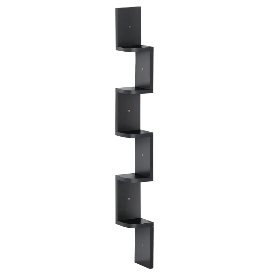 HOMCOM Wandregal Hängeregal Eckregal Zickzackregal Bücherregal Regal Schwarz 12 x 12 x 120 cm   Aosom von HOMCOM