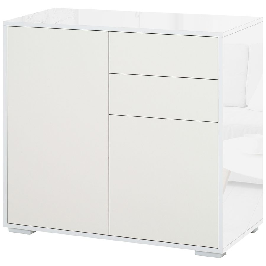 HOMCOM Standschrank Aufbewahrungsschrank Mehrzweckschrank Aktenschrank Kommode 2 Schublade 2 Türen  E1 Spanplatte Weiß 79 x 36 x 74 cm   Aosom von HOMCOM