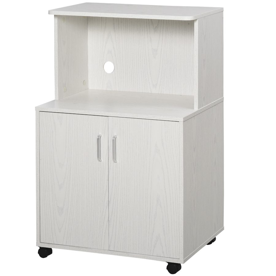 HOMCOM Küchenschrank Mikrowellenschrank Sideboard mit Rollen Büroschrank Küchenwagen mit verstellbarem Einlegeboden Kippschutz 60,4 x 40,3 x 97 cm   Aosom von HOMCOM
