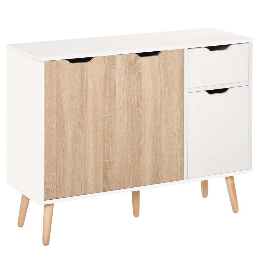 HOMCOM Sideboard mit Schrank und Schubladen Kommode Nachttisch Beistellschrank im skandinavischen Design viel Stauraum MDF Spanplatte  90x30x 7cm   Aosom von HOMCOM
