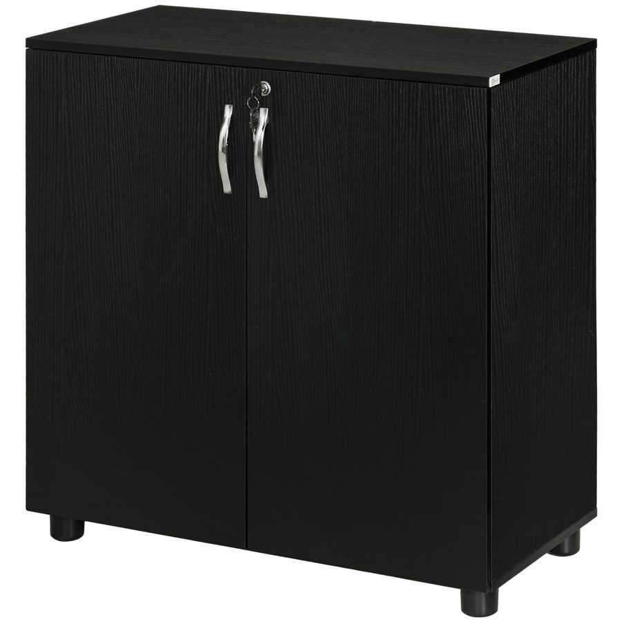 Vinsetto Schrank für Dokumente mit Schloss, Büroschrank mit 2 Türen und 2 Regalen, Aufbewahrungsschrank mit Griff aus Aluminiumlegierung, für Zuhause Büro Garage, 80x40x80 cm, Schwarz   Aosom von Vinsetto