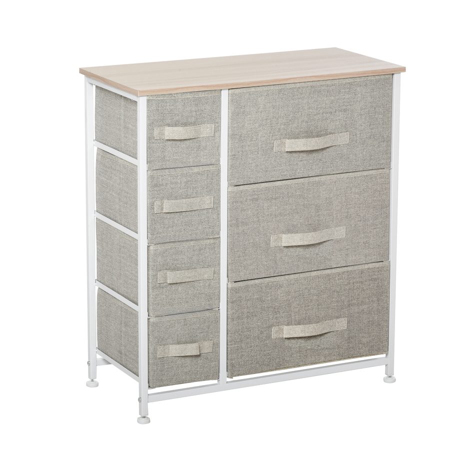 HOMCOM Schubladenschrank mit 7 faltbaren Stoffschubladen, platzsparend aus Vliesstoff, grau, 63,5x30x71cm, ideal für Aufbewahrung   Aosom.de von HOMCOM