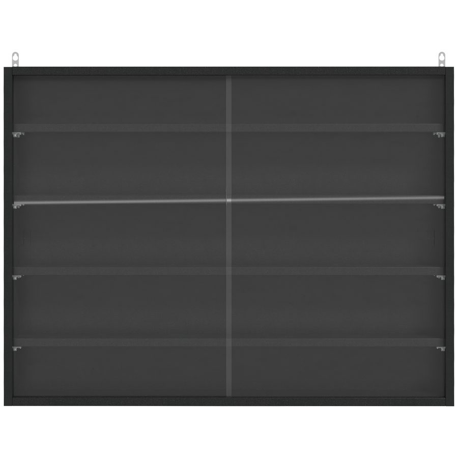 HOMCOM Wandvitrine für Sammlerstücke 5 höhenverstellbare Regale und 2 Glasschiebetüren 80 x 9,5 x 60 cm Schwarz   Aosom von HOMCOM